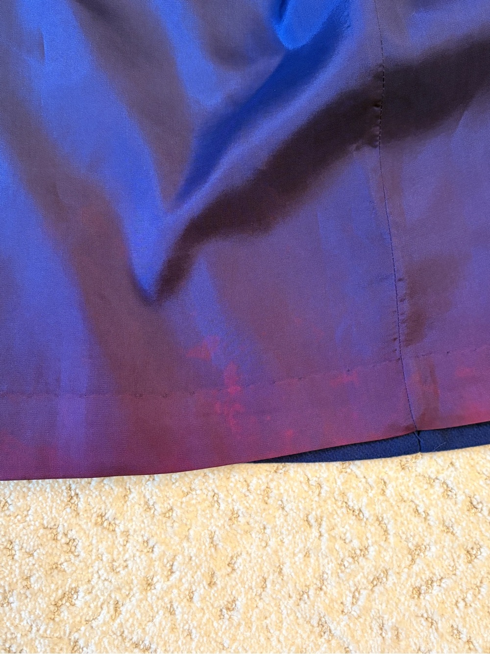 Vintage 70s Womans Royal Blue Wool Coat Size 12 Petite Union Made in USA Maxi - Picture 11 of 13